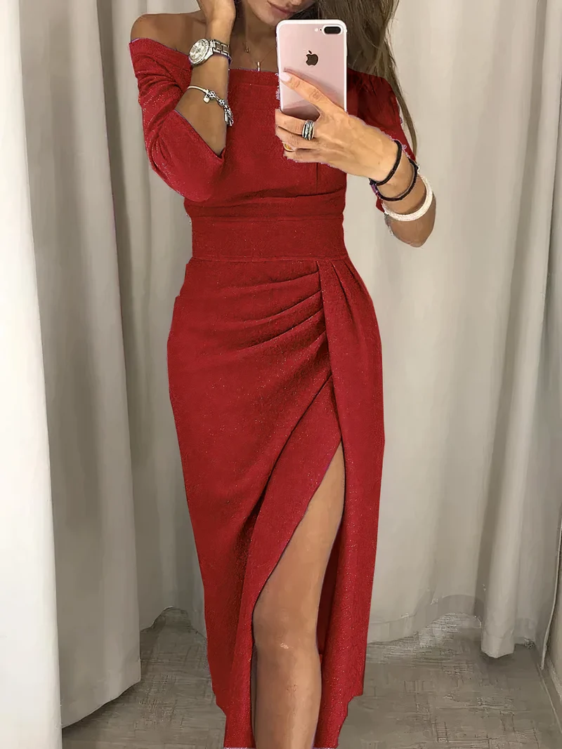 Off-Shoulder Glitzerkleid