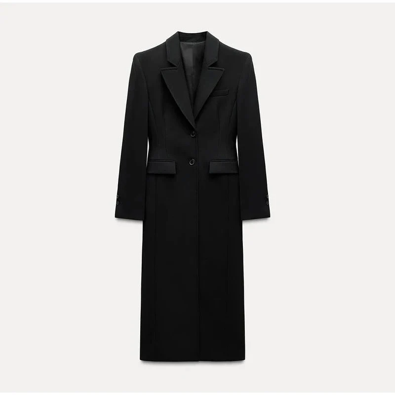 Damen Eleganter Longblazer mit schmaler Silhouette und klassischen Details