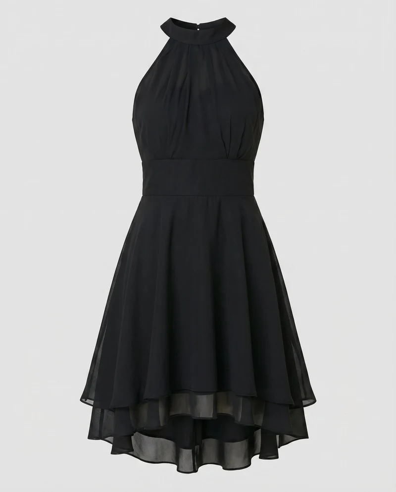 Damen Chiffon-Halterkleid Korsage Stufensaum