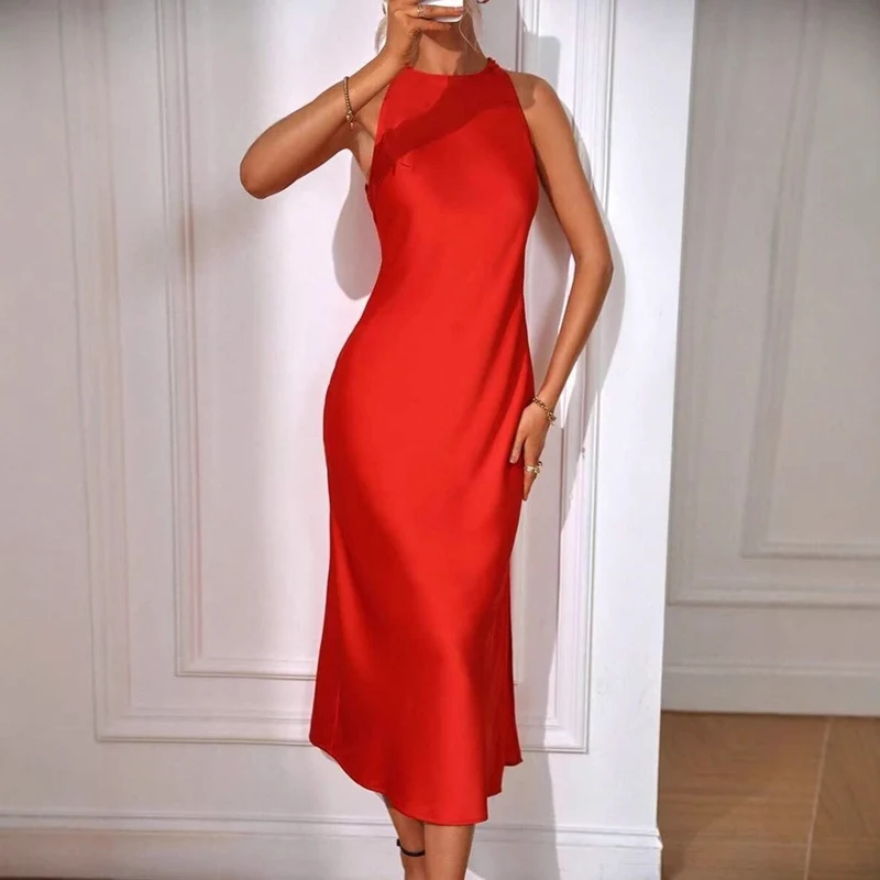 Damen Elegantes Maxikleid mit schmalem Träger und körpernahem Schnitt Nord Taschen