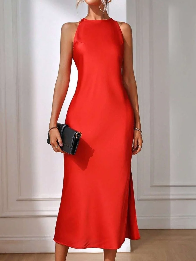 Damen Elegantes Maxikleid mit schmalem Träger und körpernahem Schnitt Nord Taschen