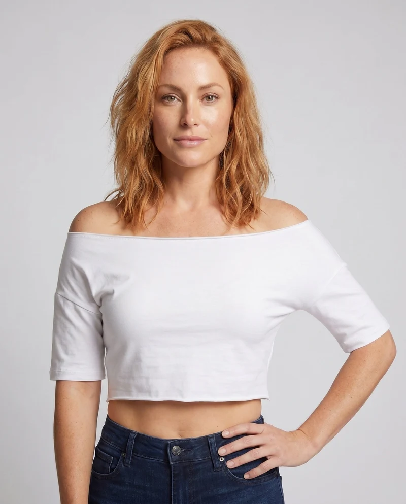 Damen lässiges Off-Shoulder Crop-Top