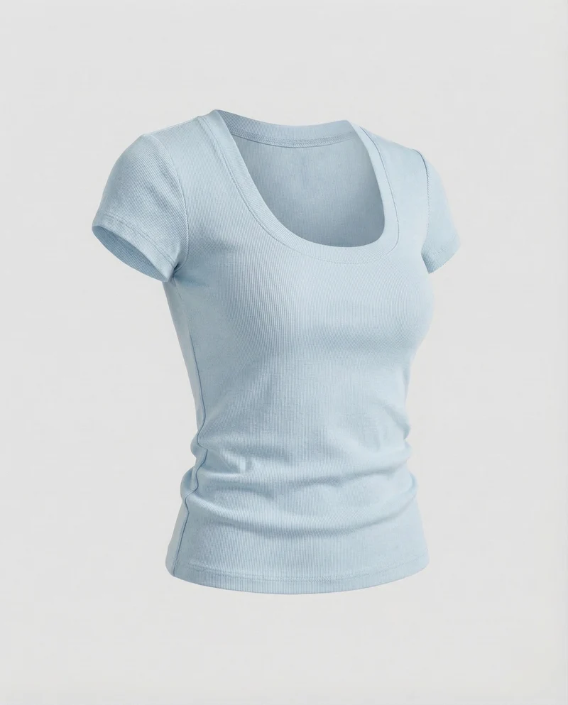 Damen Kurzarm-Rundhalsshirt Baumwollstretch