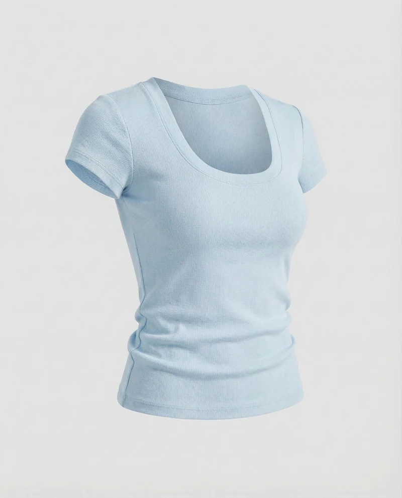 Damen Kurzarm-Rundhalsshirt Baumwollstretch