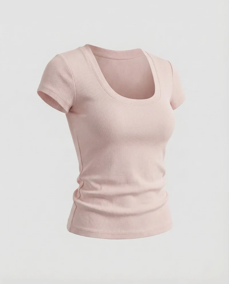 Damen Kurzarm-Rundhalsshirt Baumwollstretch