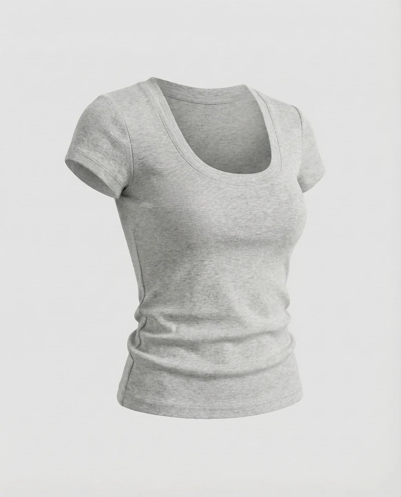 Damen Kurzarm-Rundhalsshirt Baumwollstretch