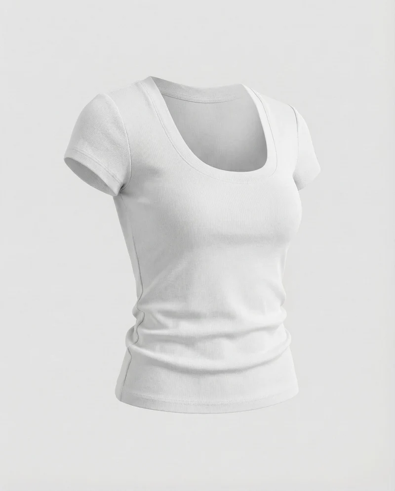 Damen Kurzarm-Rundhalsshirt Baumwollstretch