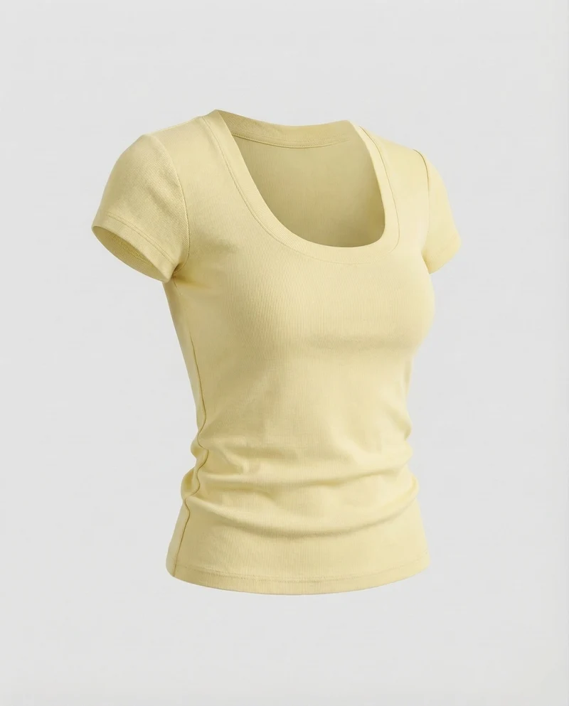 Damen Kurzarm-Rundhalsshirt Baumwollstretch