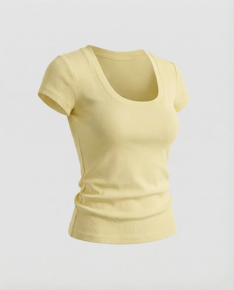 Damen Kurzarm-Rundhalsshirt Baumwollstretch