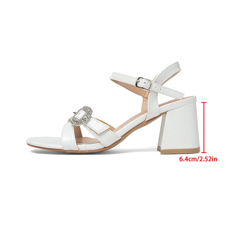 Damen elegante Riemchen-Sandalen mit funkelndem Schnallen-Detail und stabilen Blockabsatz Nord Taschen