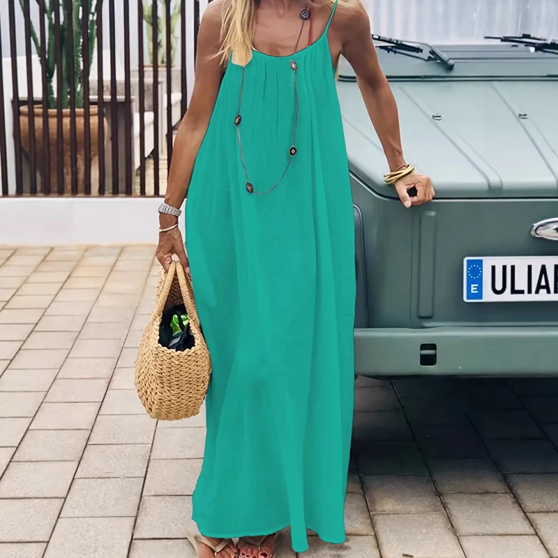 Damen Maxikleid im eleganten Open-Back Design mit feinen Spaghettiträgern Nord Taschen