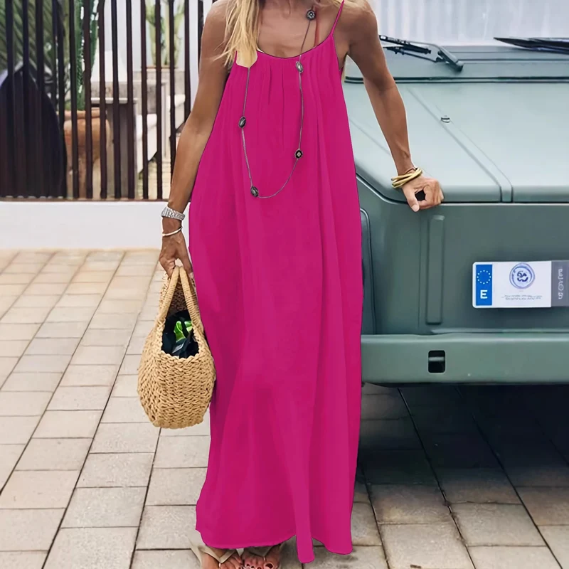Damen Maxikleid im eleganten Open-Back Design mit feinen Spaghettiträgern Nord Taschen