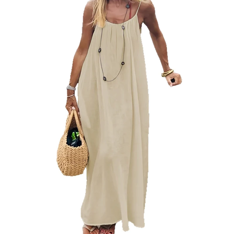 Damen Maxikleid im eleganten Open-Back Design mit feinen Spaghettiträgern Nord Taschen