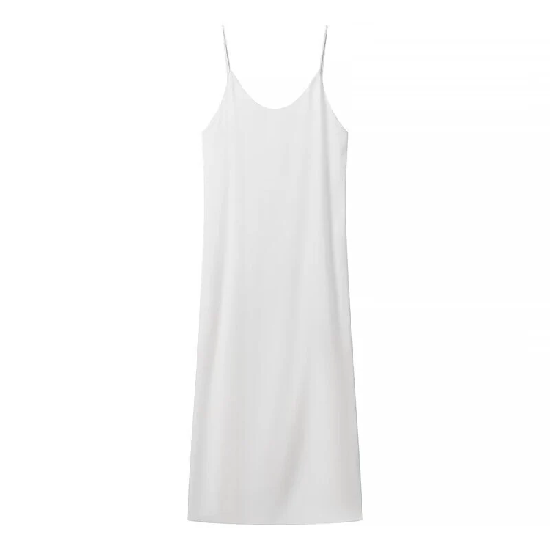 Damen Maxikleid mit seitlichem Schlitz und modernen Trägern