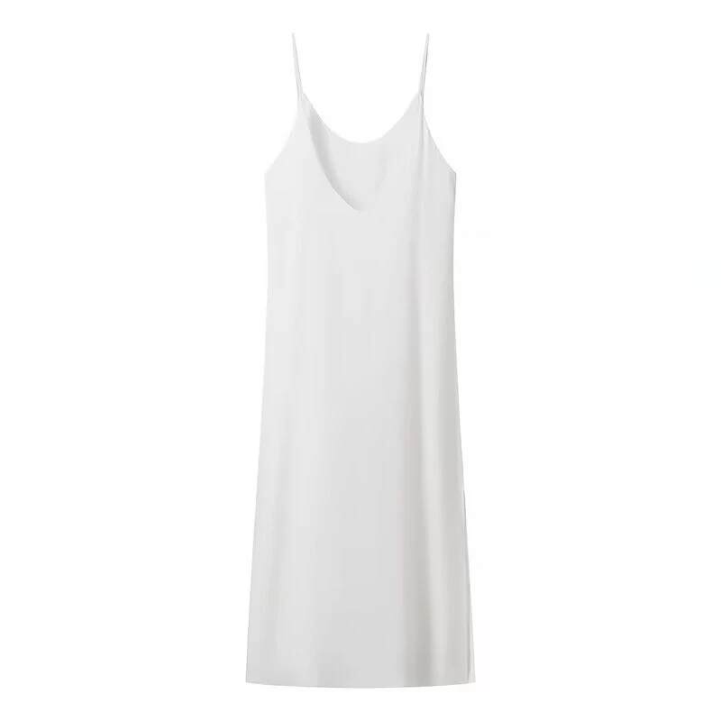 Damen Maxikleid mit seitlichem Schlitz und modernen Trägern