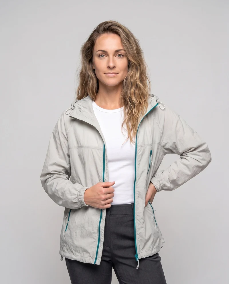 Damen Leichte Windjacke mit praktischen Taschen und verstellbarer Kapuze