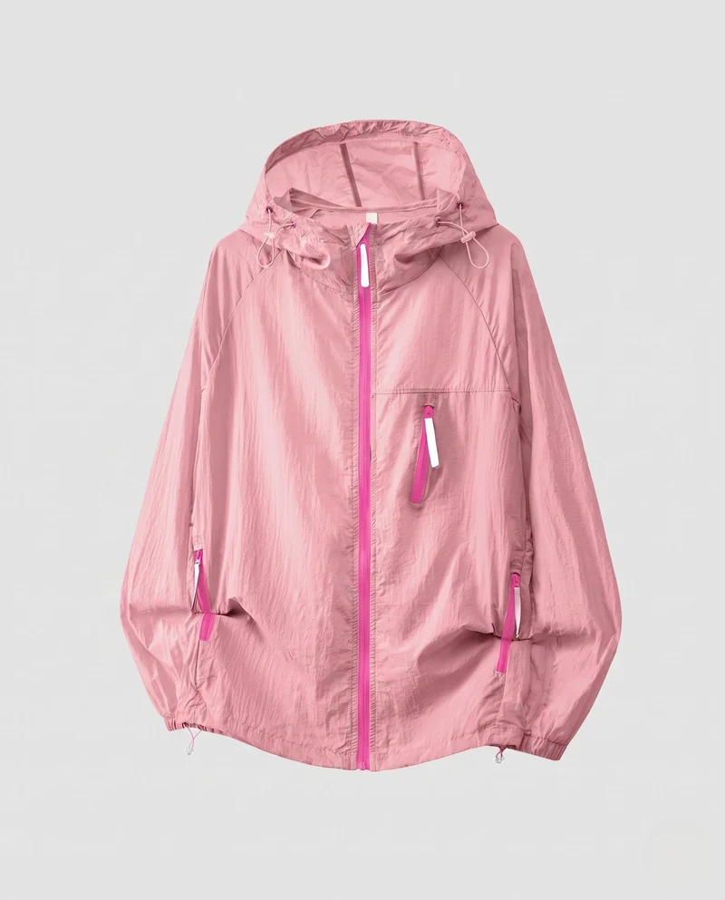 Damen Leichte Windjacke mit praktischen Taschen und verstellbarer Kapuze