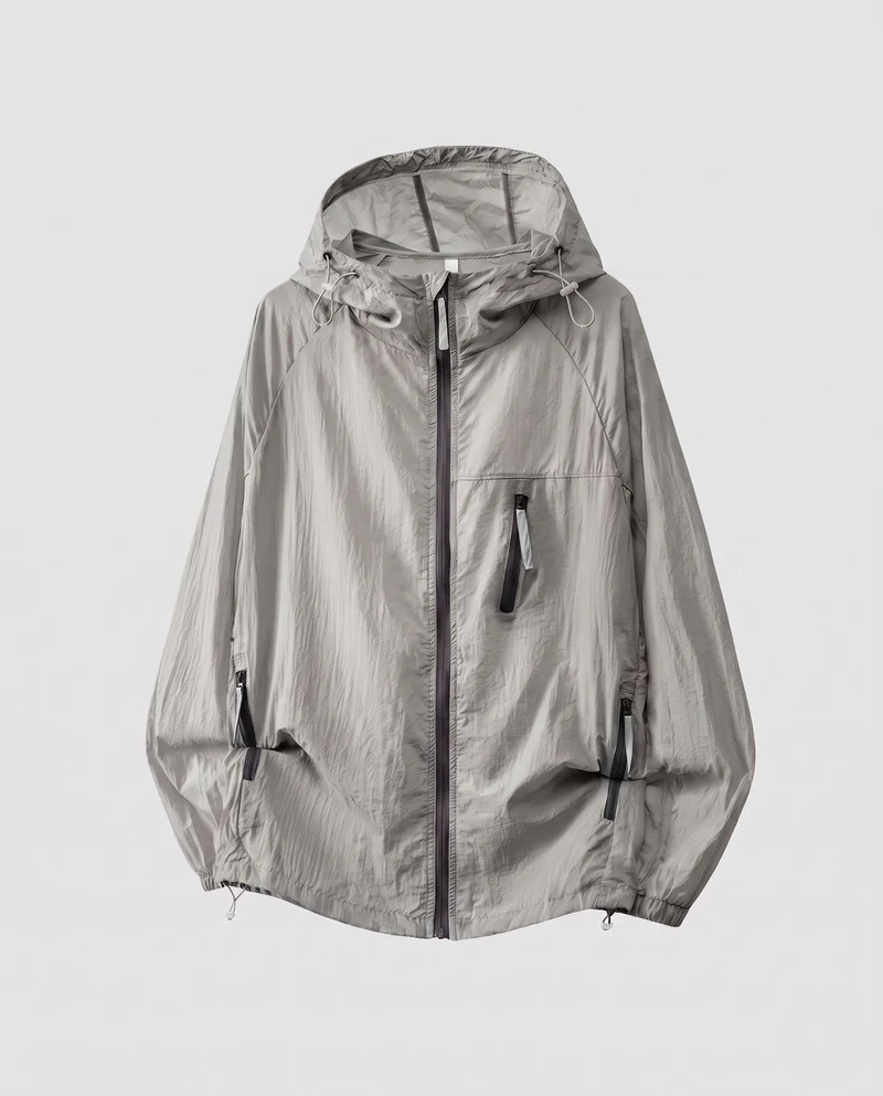 Damen Leichte Windjacke mit praktischen Taschen und verstellbarer Kapuze