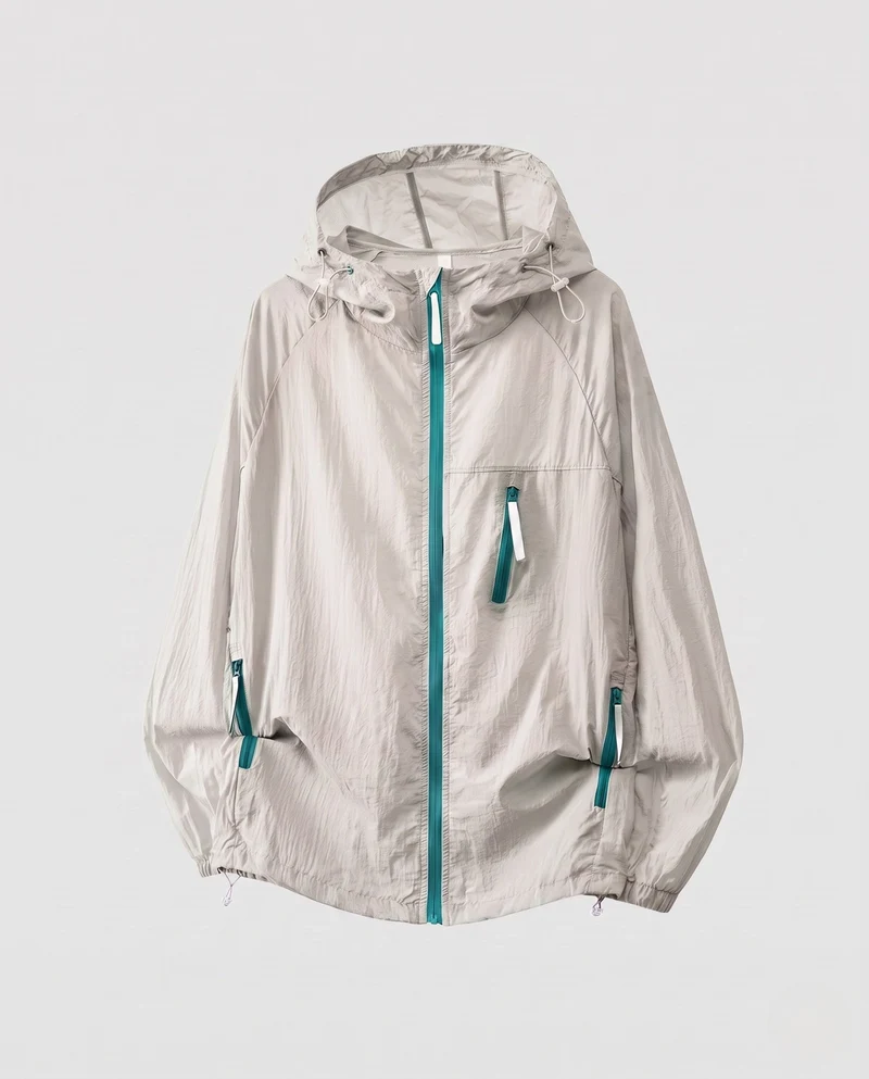 Damen Leichte Windjacke mit praktischen Taschen und verstellbarer Kapuze