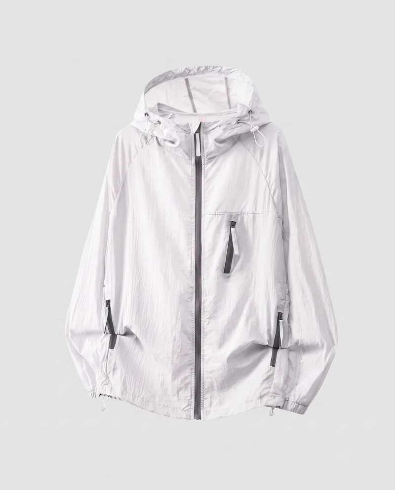 Damen Leichte Windjacke mit praktischen Taschen und verstellbarer Kapuze