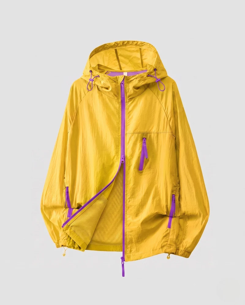 Damen Leichte Windjacke mit praktischen Taschen und verstellbarer Kapuze