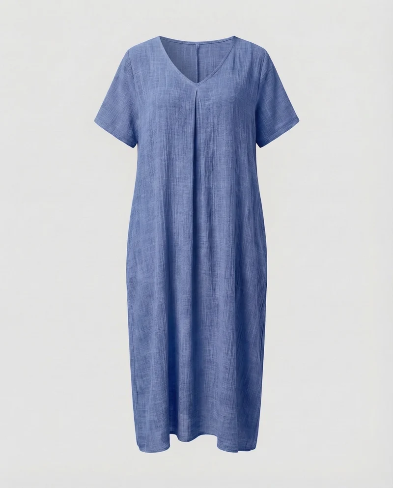 Damen Musselin-Maxikleid Lockerer Kaftan-Schnitt