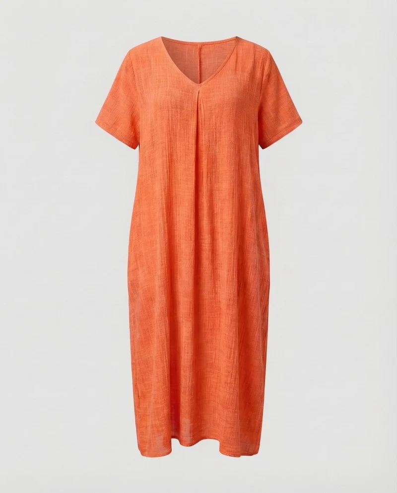 Damen Musselin-Maxikleid Lockerer Kaftan-Schnitt