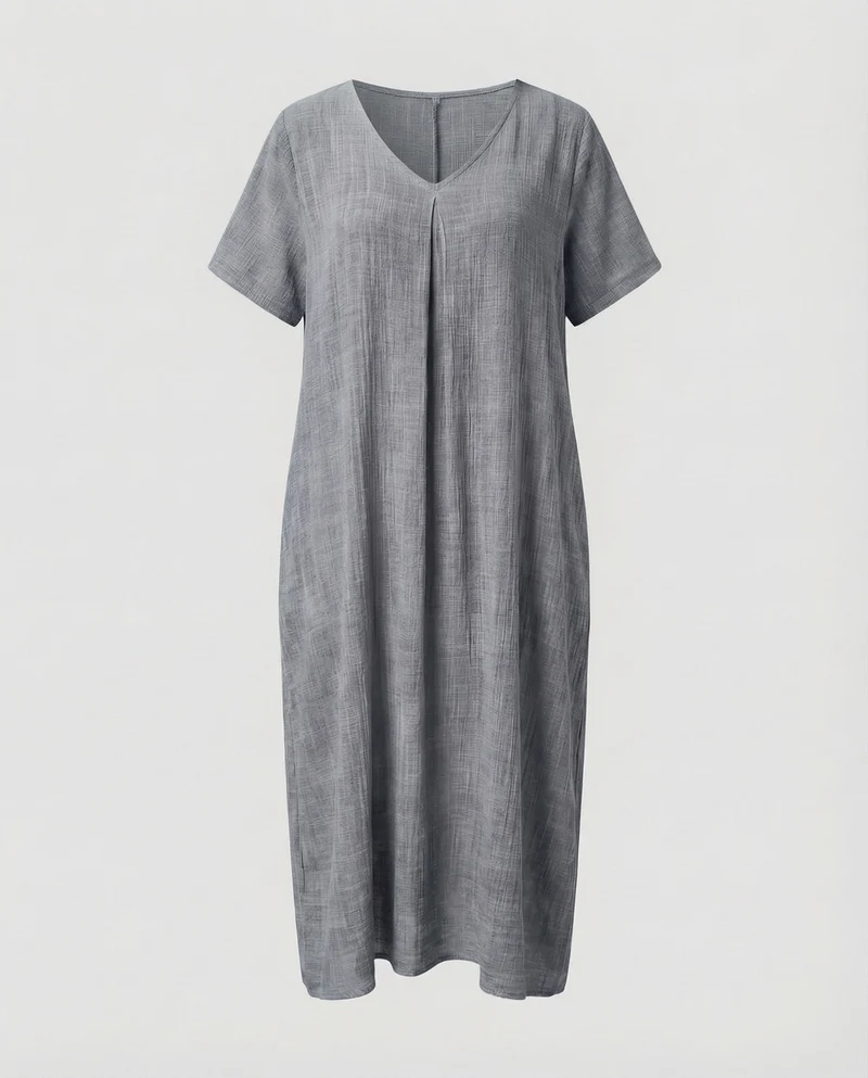 Damen Musselin-Maxikleid Lockerer Kaftan-Schnitt