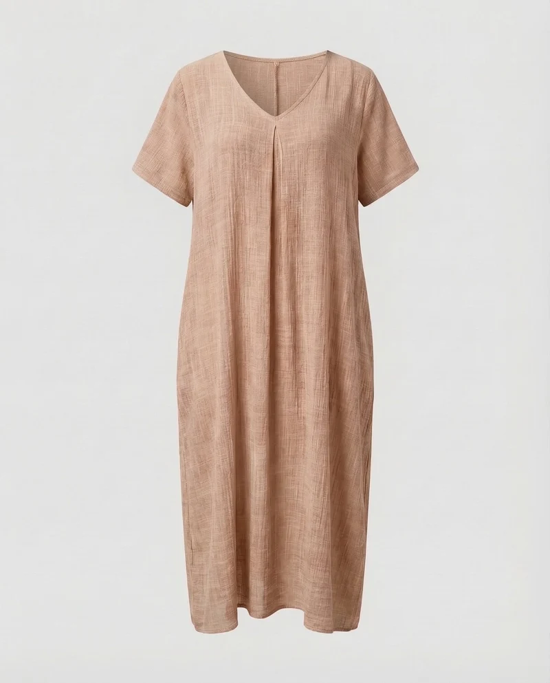 Damen Musselin-Maxikleid Lockerer Kaftan-Schnitt