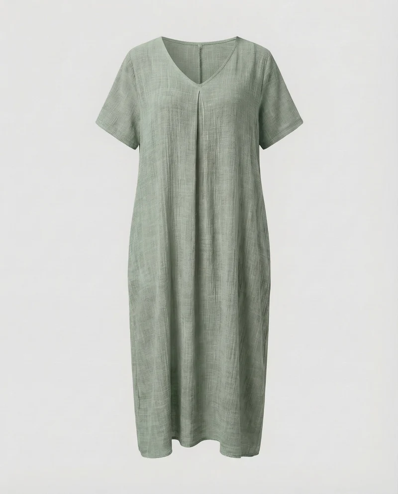 Damen Musselin-Maxikleid Lockerer Kaftan-Schnitt