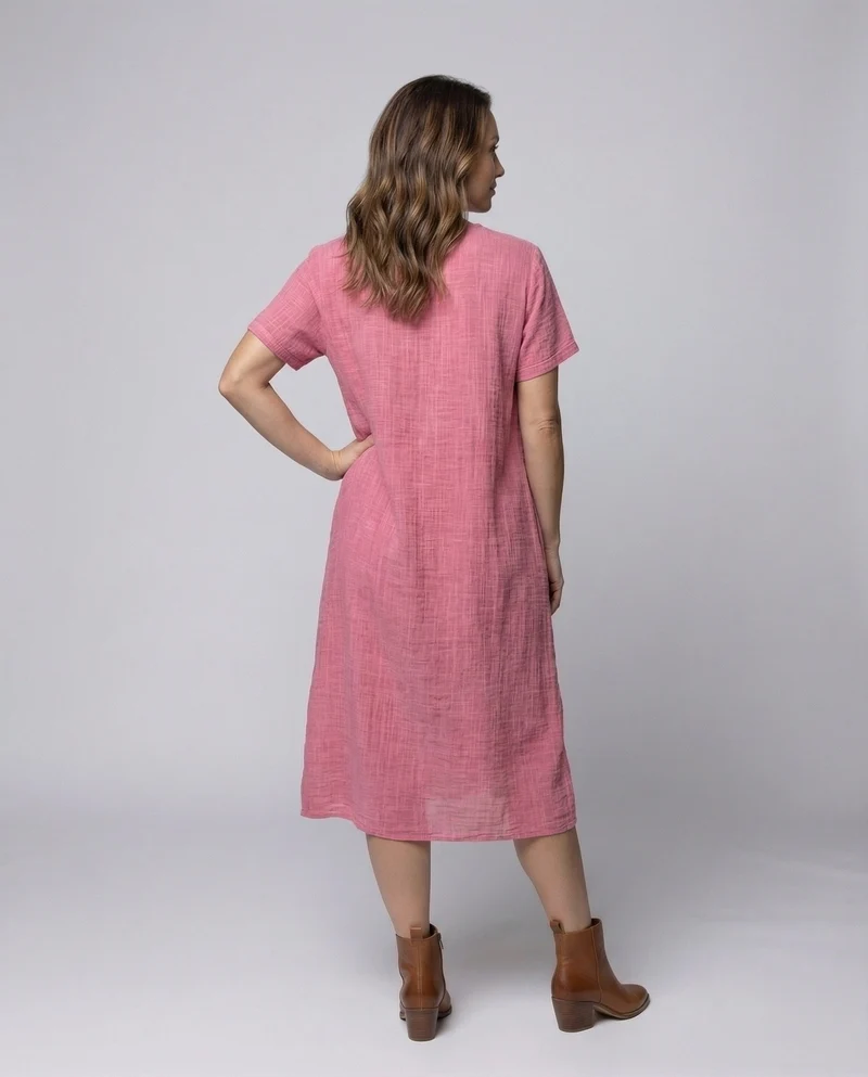 Damen Musselin-Maxikleid Lockerer Kaftan-Schnitt