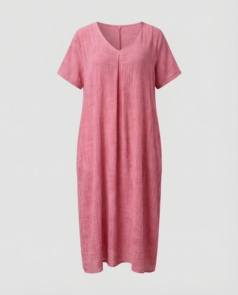 Damen Musselin-Maxikleid Lockerer Kaftan-Schnitt