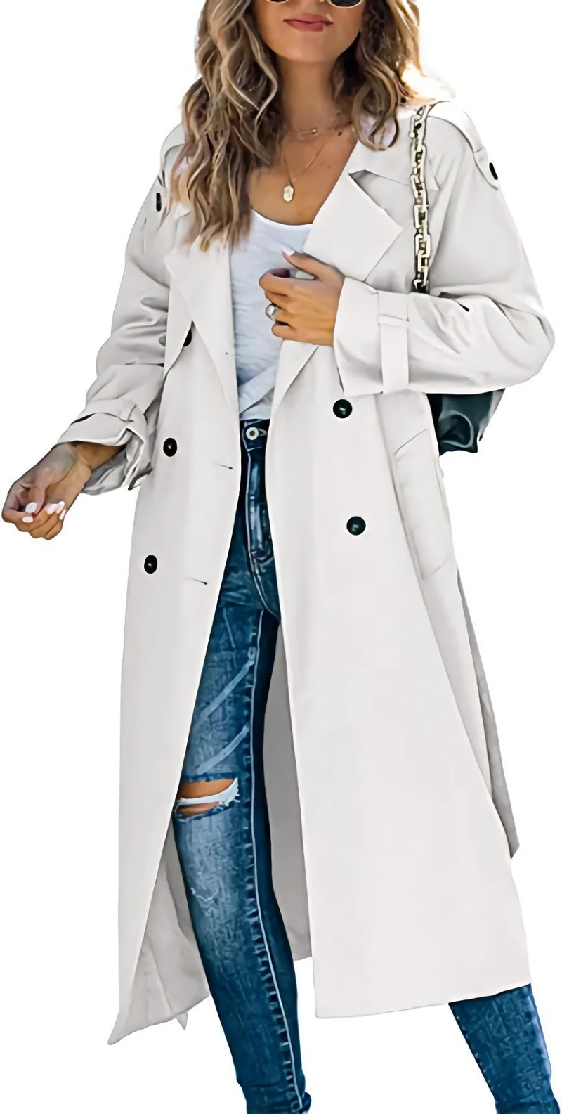 Damen Modischer Trenchcoat mit doppelter Knopfleiste und lässigem Schnitt