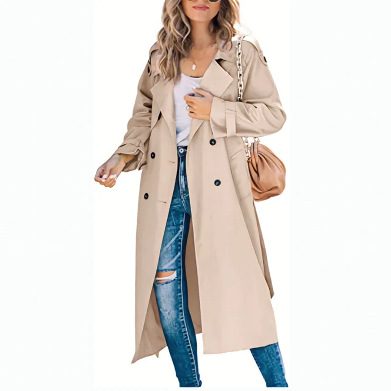 Damen Modischer Trenchcoat mit doppelter Knopfleiste und lässigem Schnitt