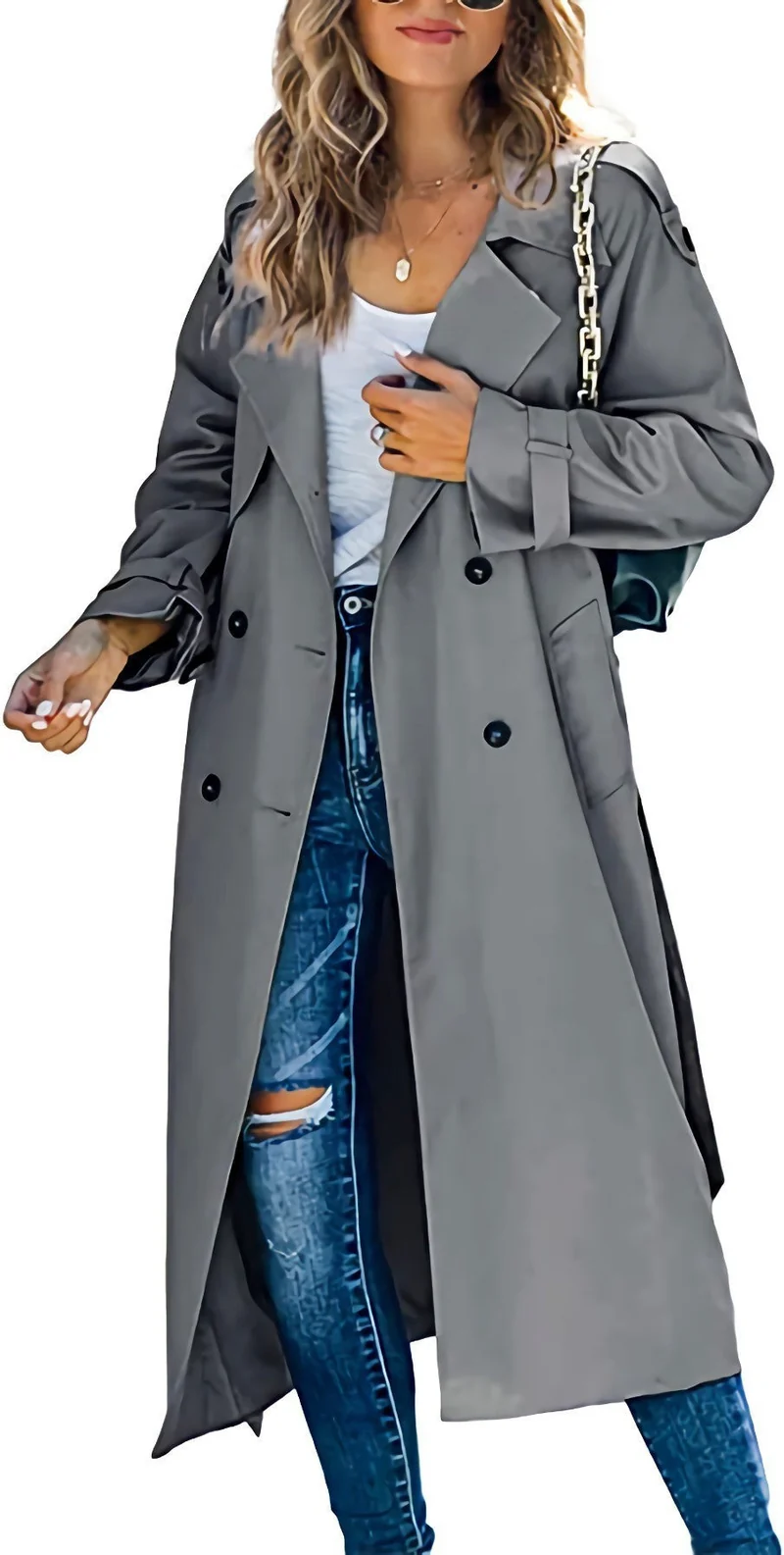 Damen Modischer Trenchcoat mit doppelter Knopfleiste und lässigem Schnitt