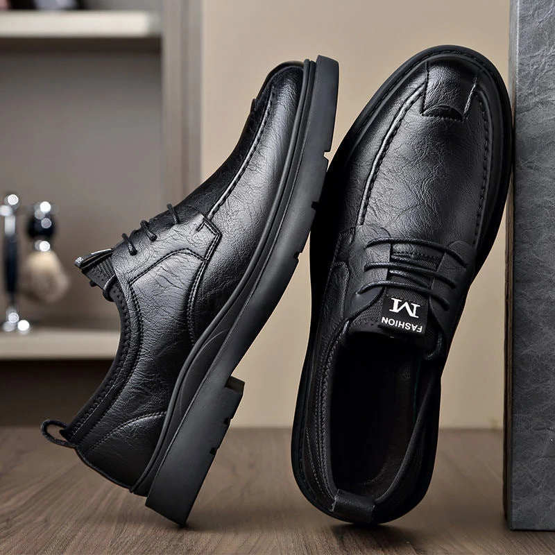Herren Bequeme Leder Schnürschuhe mit rutschfester Sohle