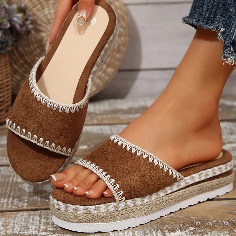 Damen Espadrille-Slipper mit geflochtenem Absatz