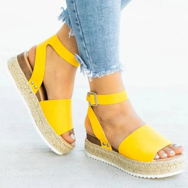 Damen Wedge-Sandalen mit verstellbarem Riemen und komfortablem Fußbett