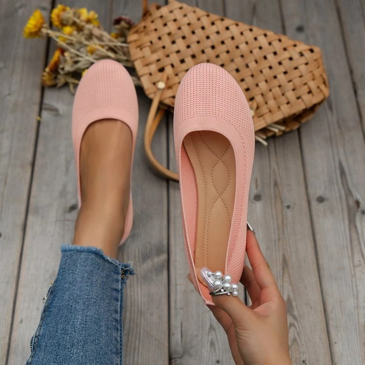 Damen Komfortable Ballerinas aus atmungsaktivem Strickmaterial