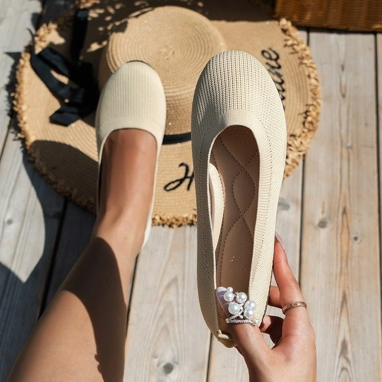 Damen Komfortable Ballerinas aus atmungsaktivem Strickmaterial