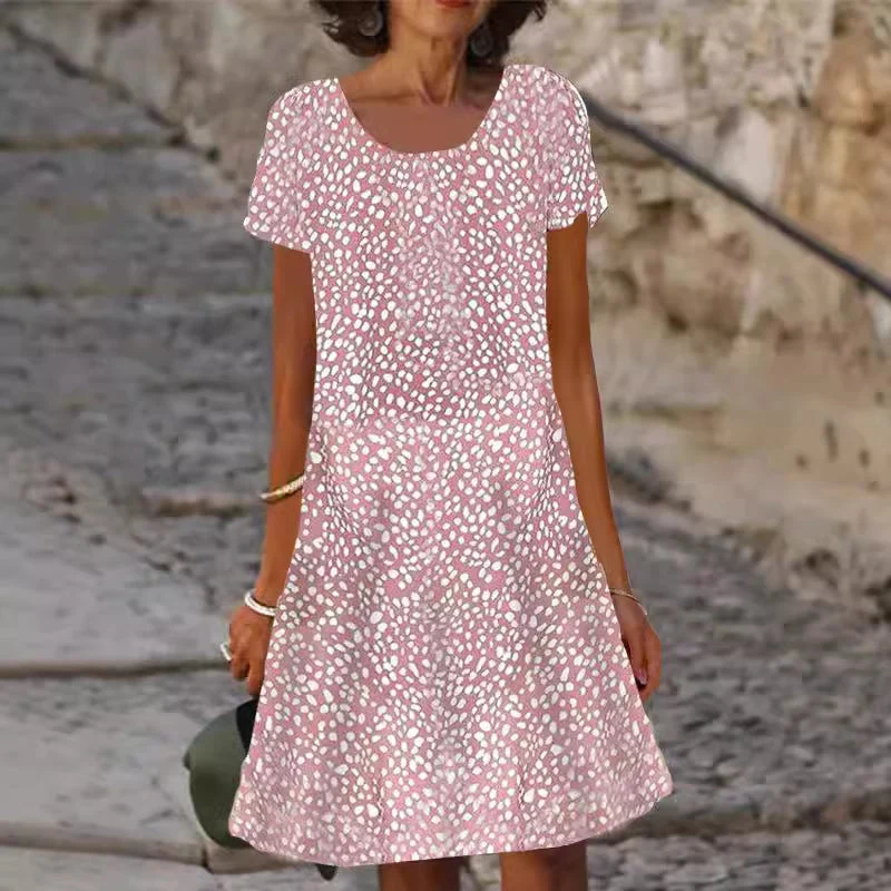 Damen lässiges Sommerkleid mit modernen Mustern und femininem Schnitt