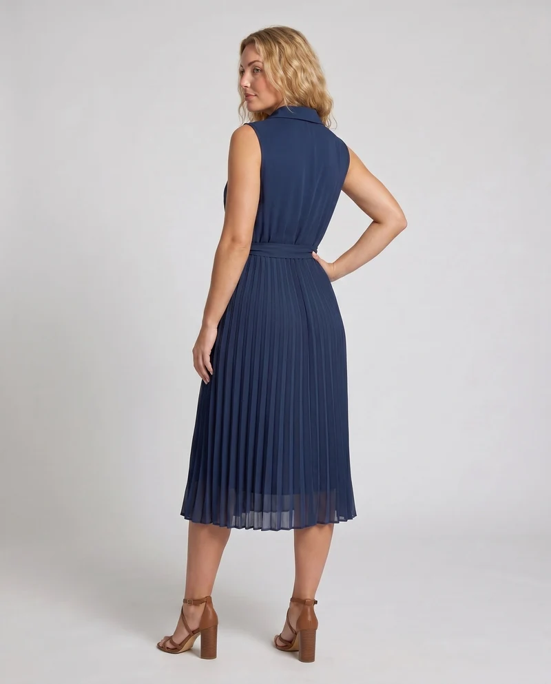 Damen Midikleid mit elegantem Wickeldesign und plissiertem Rock
