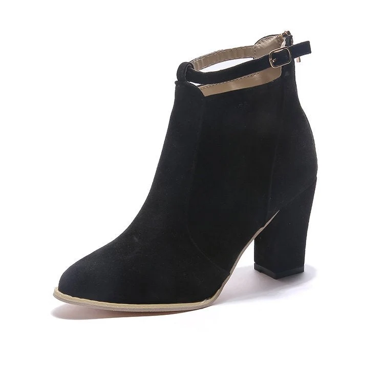 Damen Elegante Ankle-Boots mit modischem Riemen und Komfort-Sohle