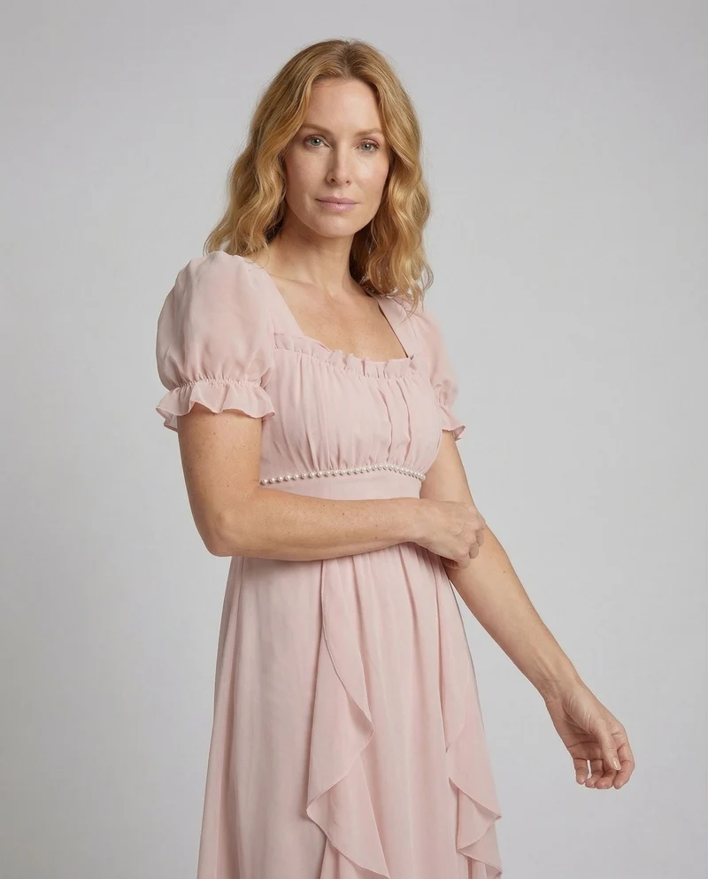 Damen Chiffon Midikleid Mehrlagig