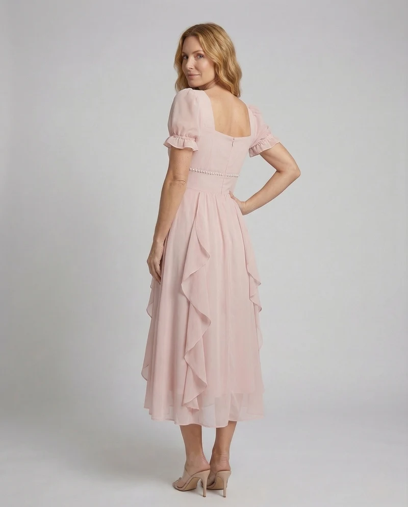 Damen Chiffon Midikleid Mehrlagig