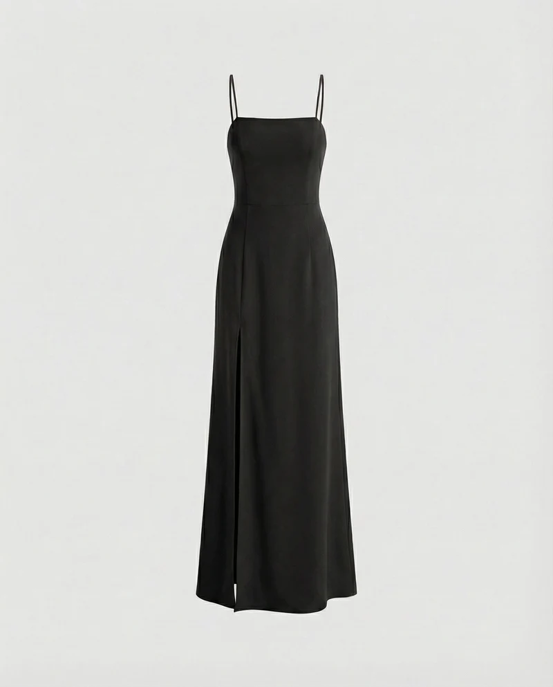 Damen Elegantes Abendkleid mit schwingendem Rock und tiefem Schlitz