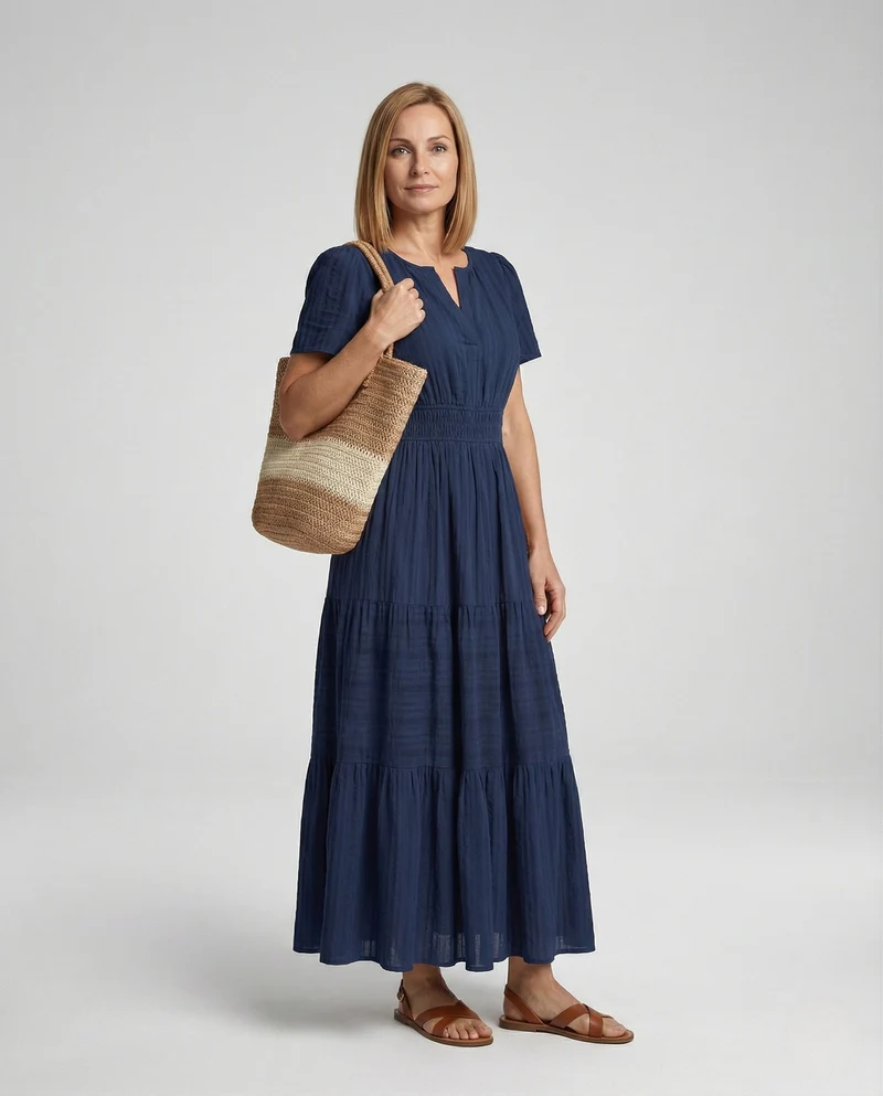 Freizeitkleid Damen Midikleid Falten