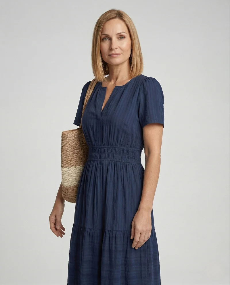 Freizeitkleid Damen Midikleid Falten