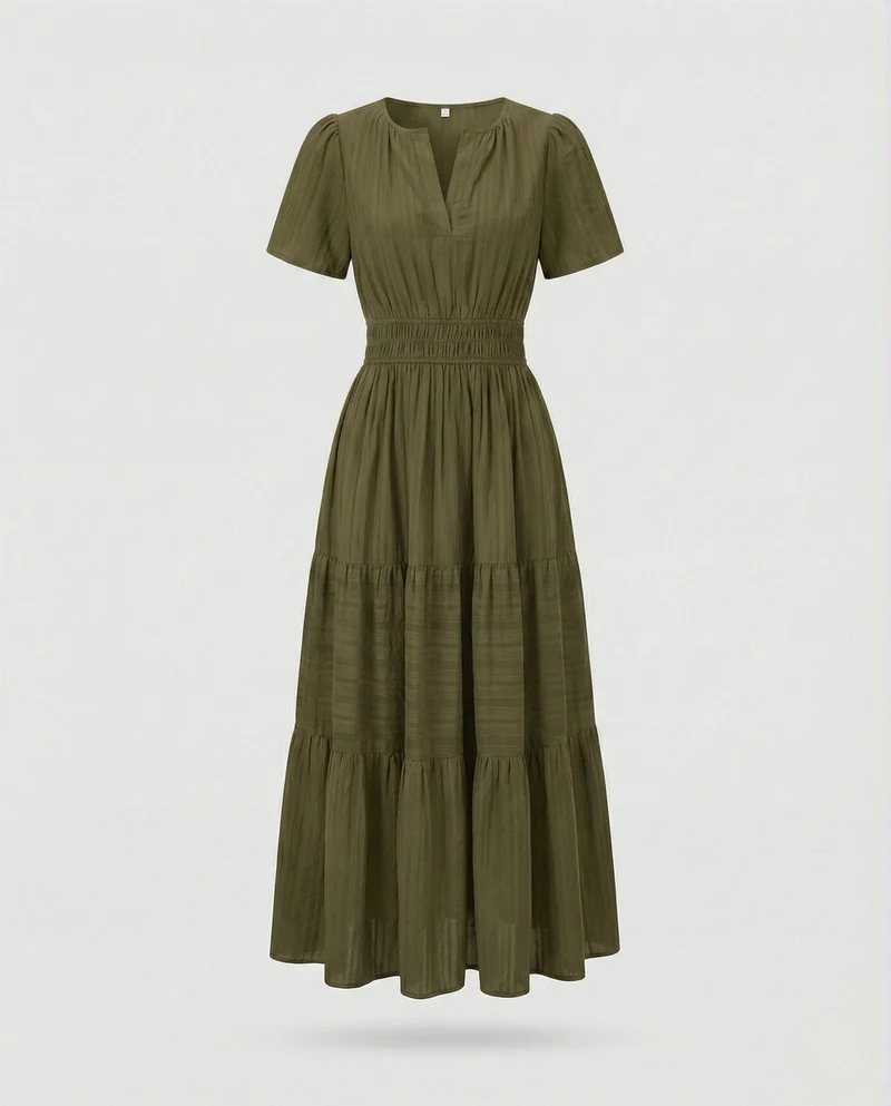 Freizeitkleid Damen Midikleid Falten