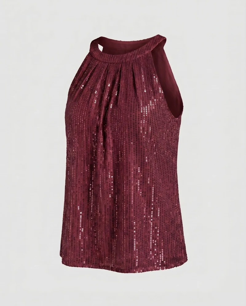 Damen Glitzerndes Top mit gerafftem Halsbereich